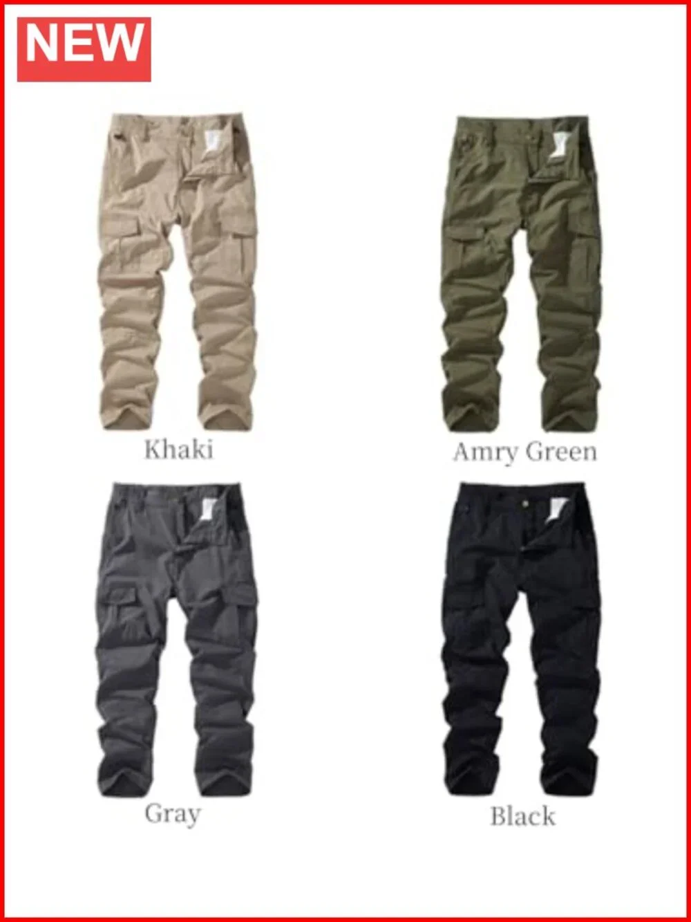 Men's Lightweight Ripstop Cargo Work Pants Elastic Waist Hiking Trousers 7